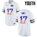 Youth Florida Gators #17 Kadarius Toney NCAA Nike White USA Flag Fashion Authentic Stitched College Football Jersey VNS0762MQ